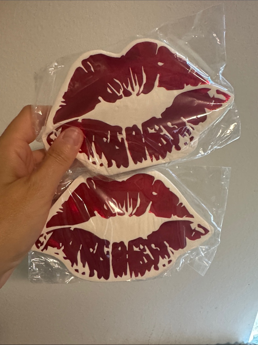 Red Lip Kiss Decal Pair